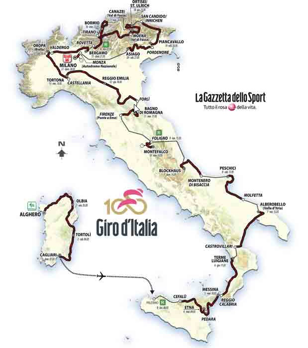 Route Giro 2017