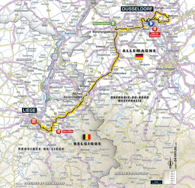 Karte der Etappe Nummer 2 der Tour de France 2017