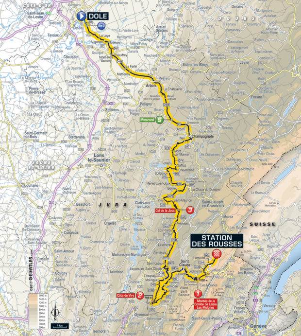 Karte der Etappe Nummer 8 der Tour de France 2017