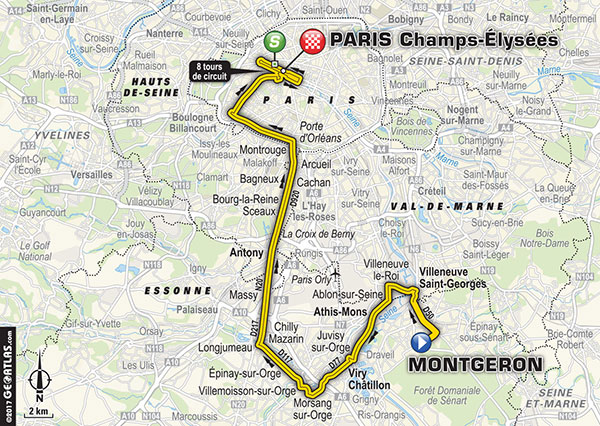 Karte der Etappe Nummer 21 der Tour de France 2017