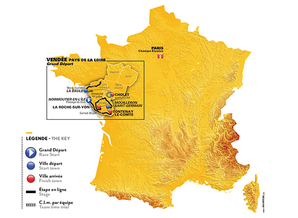 Karte der Tour de France 2018