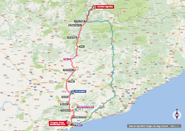 Karte der Etappe Nummer 4 der Vuelta España 2017
