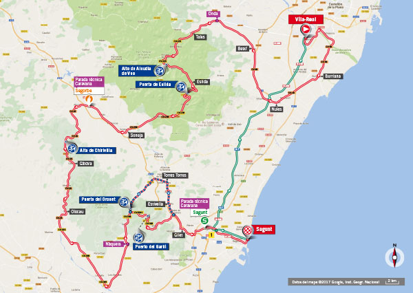 Karte der Etappe Nummer 6 der Vuelta España 2017