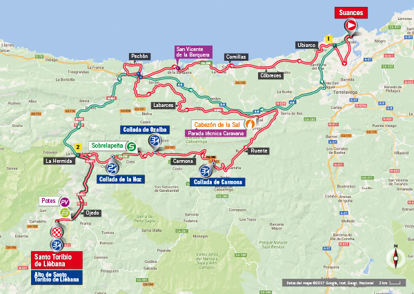 Karte der Etappe Nummer 18 der Vuelta España 2017