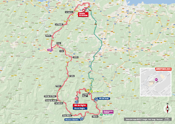 Karte der Etappe Nummer 20 der Vuelta España 2017